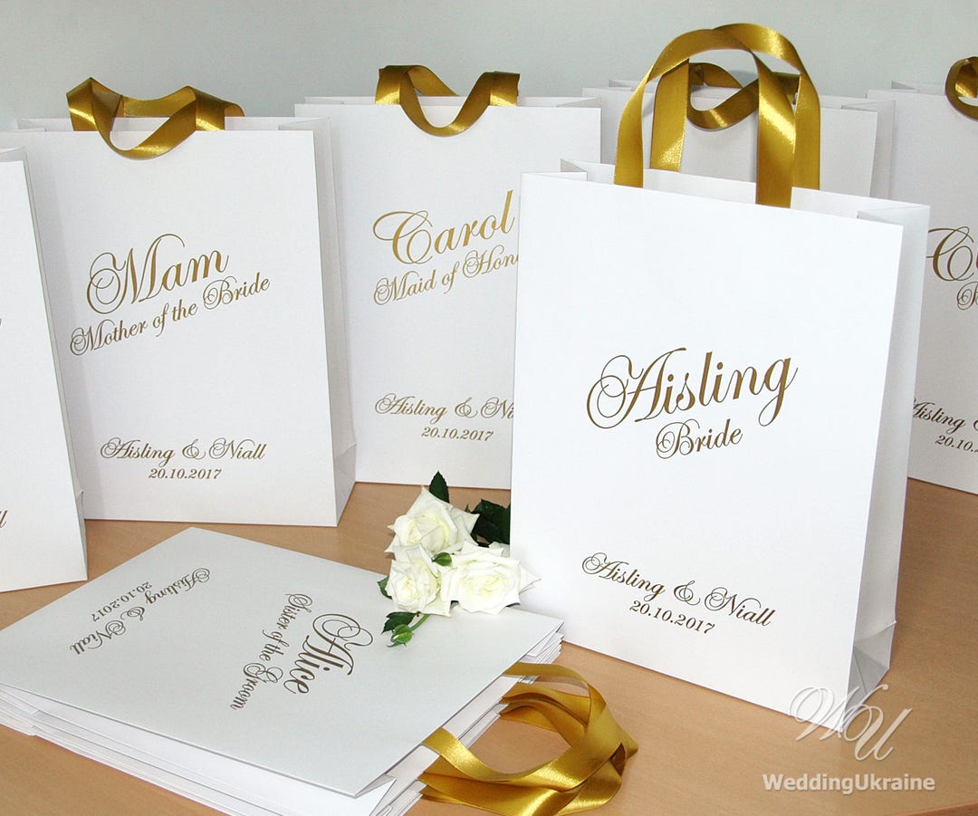 Personalized Bridesmaid's Gift Bags - Wedding Party Gift Bag With Satin ...