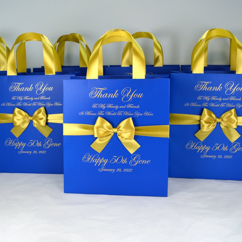 25 Birthday Party Gift Bags With Satin Ribbon Handles Bow and Etsy