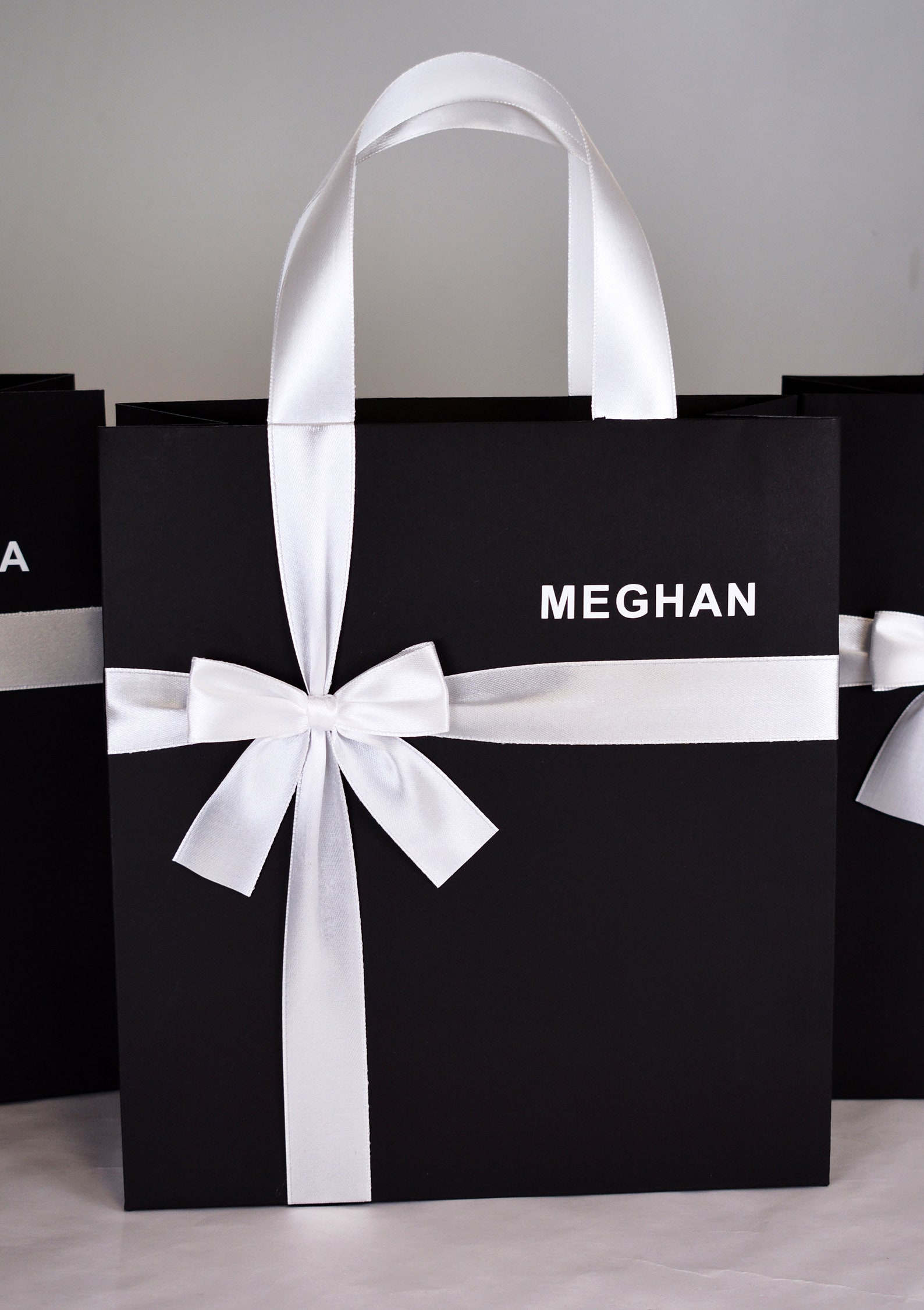 Elegant Bridesmaid Gift Bag With Satin Ribbon Handles Bow & Etsy