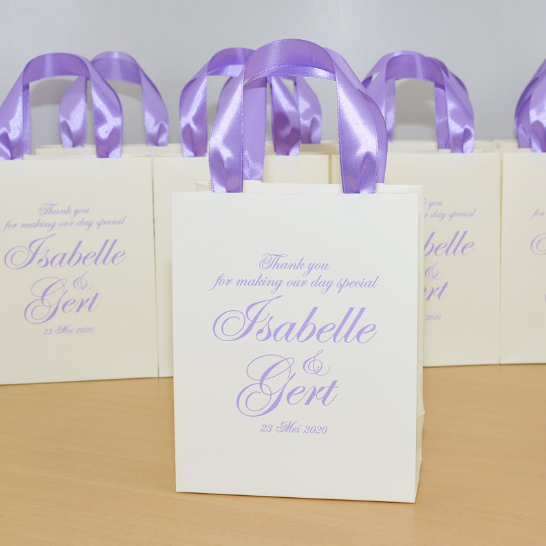 30 Ivory & Lavender Wedding Welcome Bags with satin ribbon | Etsy