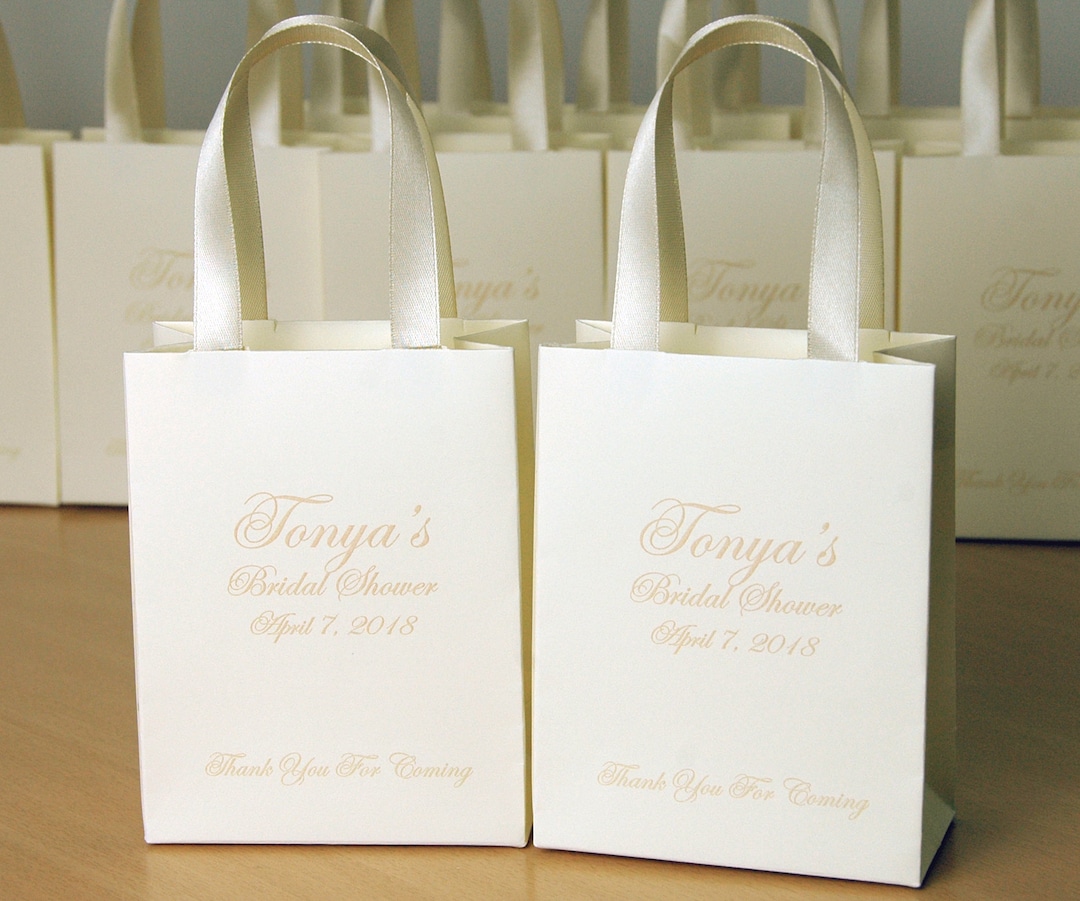 Bridal Shower Gift Bags With Satin Ribbon Handles and Your Name ...