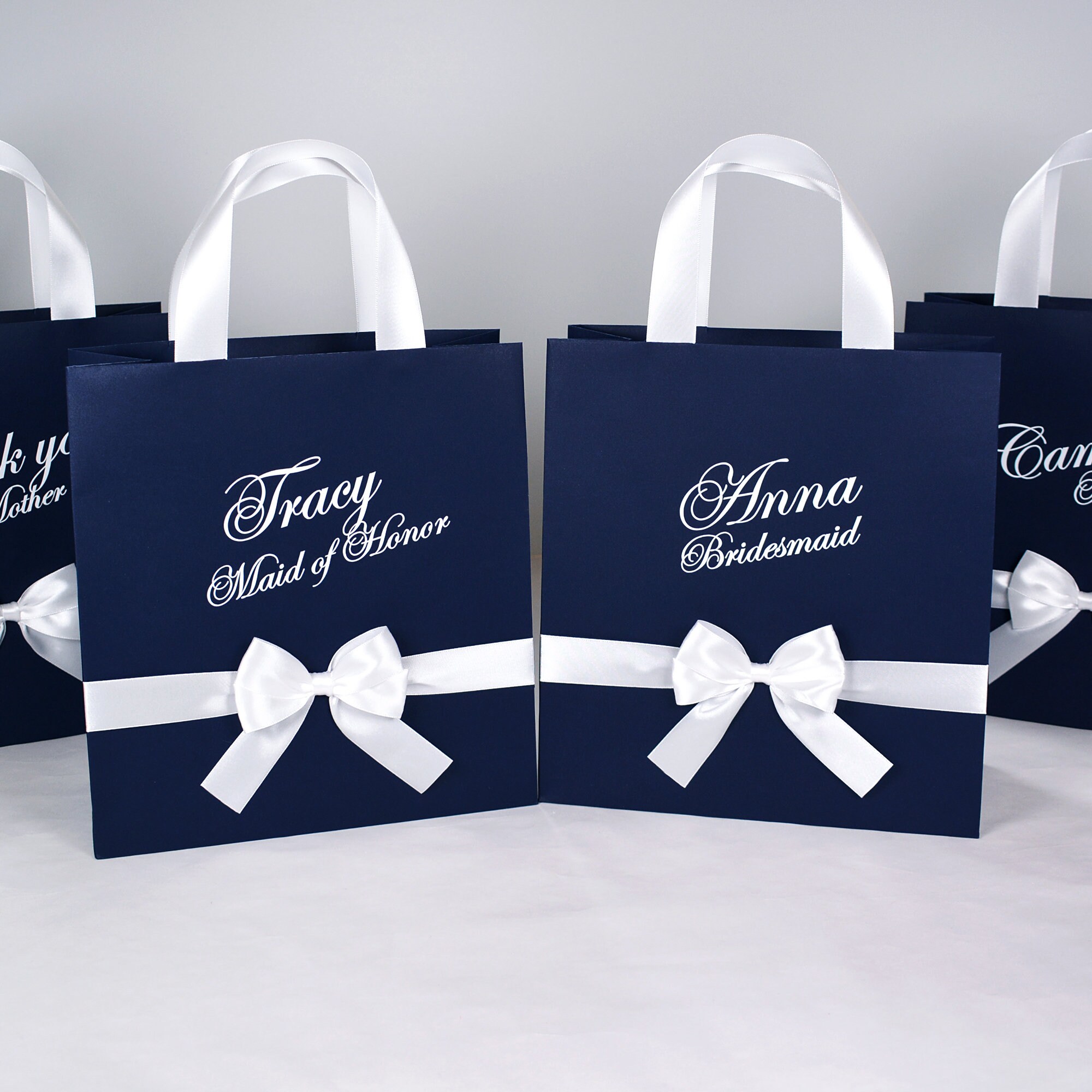 Navy Blue & Gold Personalized Bridesmaid's Gift bags | Etsy
