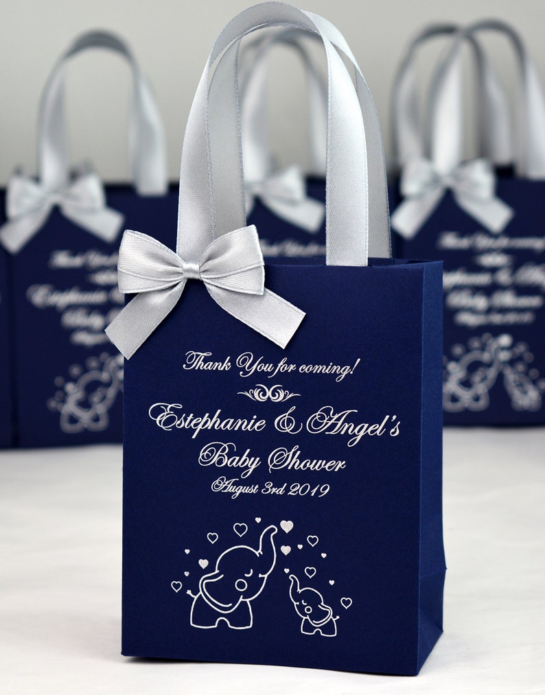 25 Elephant Baby Shower gift bags with satin ribbon