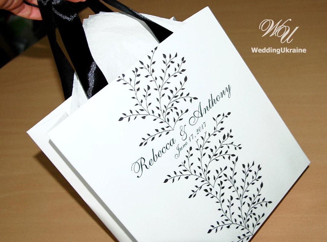 20 Custom Wedding Gift Bags With Satin Ribbon and Names Etsy