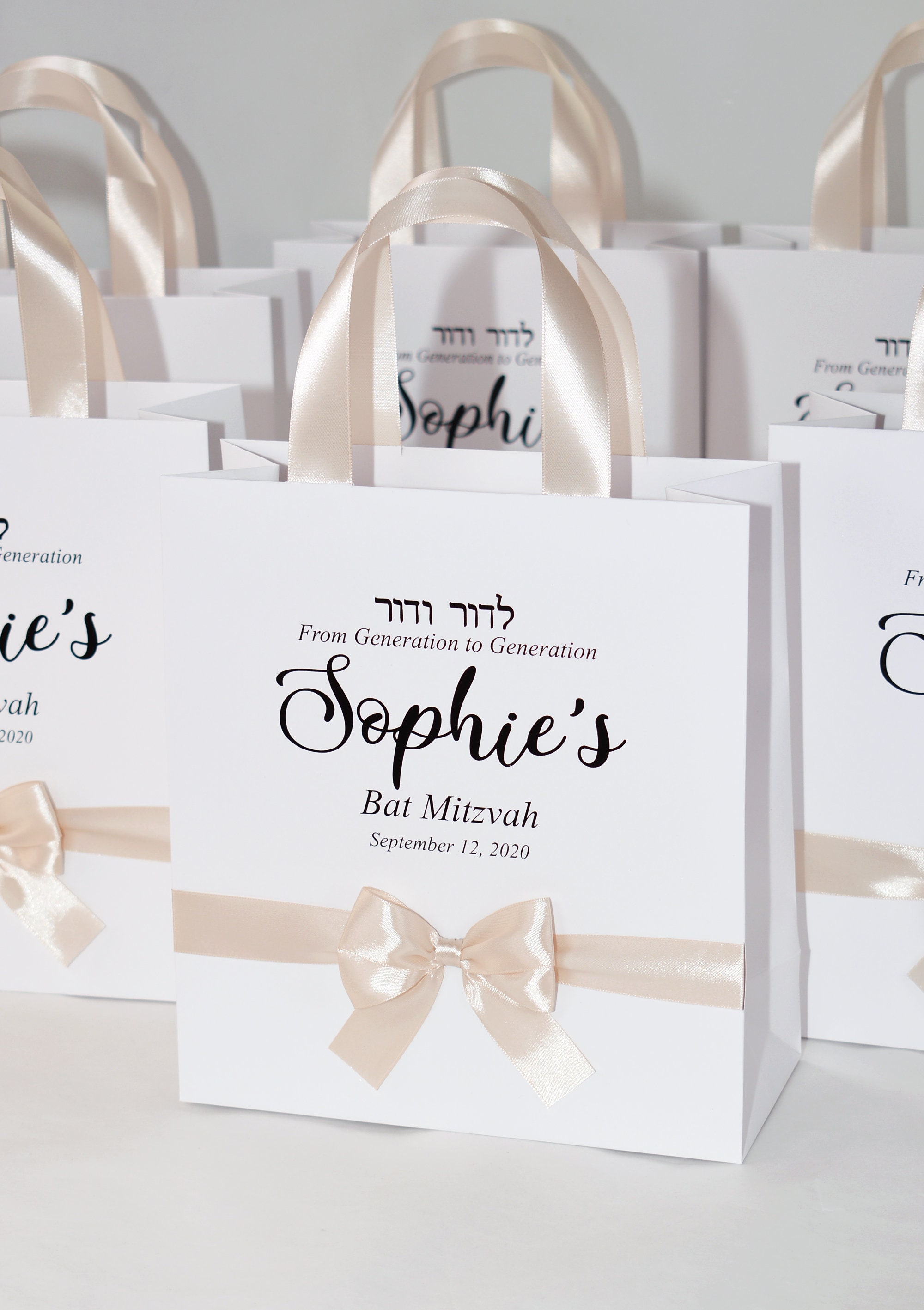 30 Bat Mitzvah Gift Bags With Satin Ribbon Handles Bow and Etsy