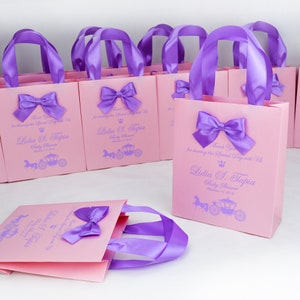 20 Baby Shower Gift Bags Thank Your Bag With Satin Ribbon Handles, Bow ...