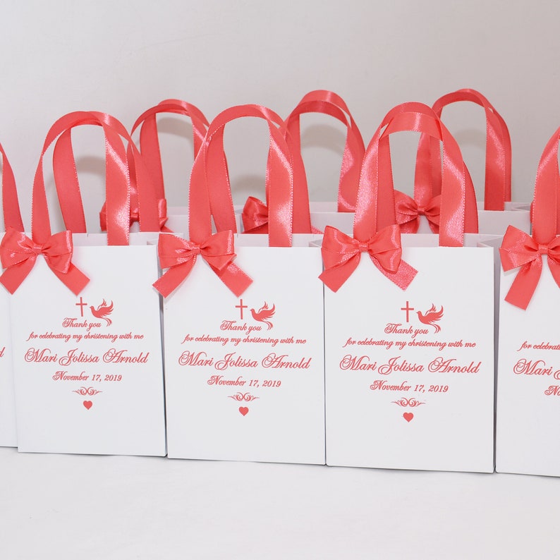 Elegant Christening or Baptism Favor Bags for Guests Thank Etsy