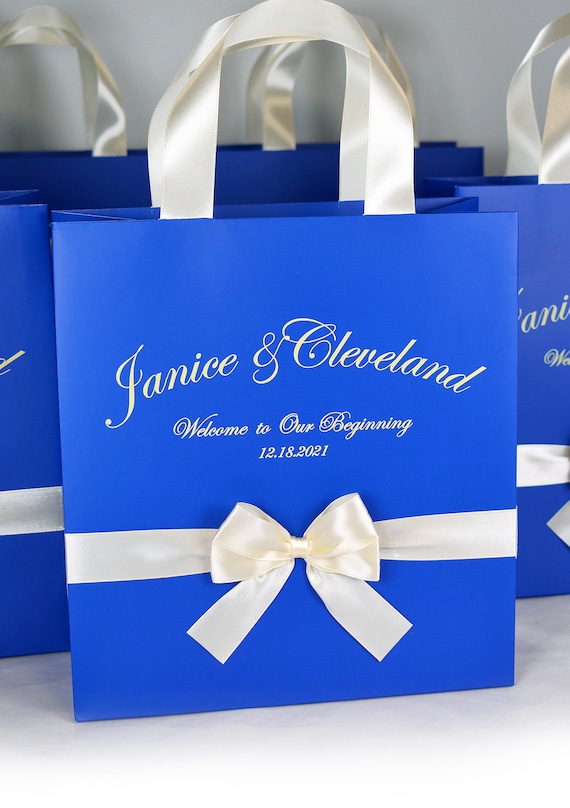 25 at Last, Our Wedding Welcome Bags for Wedding Guests With Satin Ribbon  and Your Names Elegant Personalized Weddings Gifts and Favors 