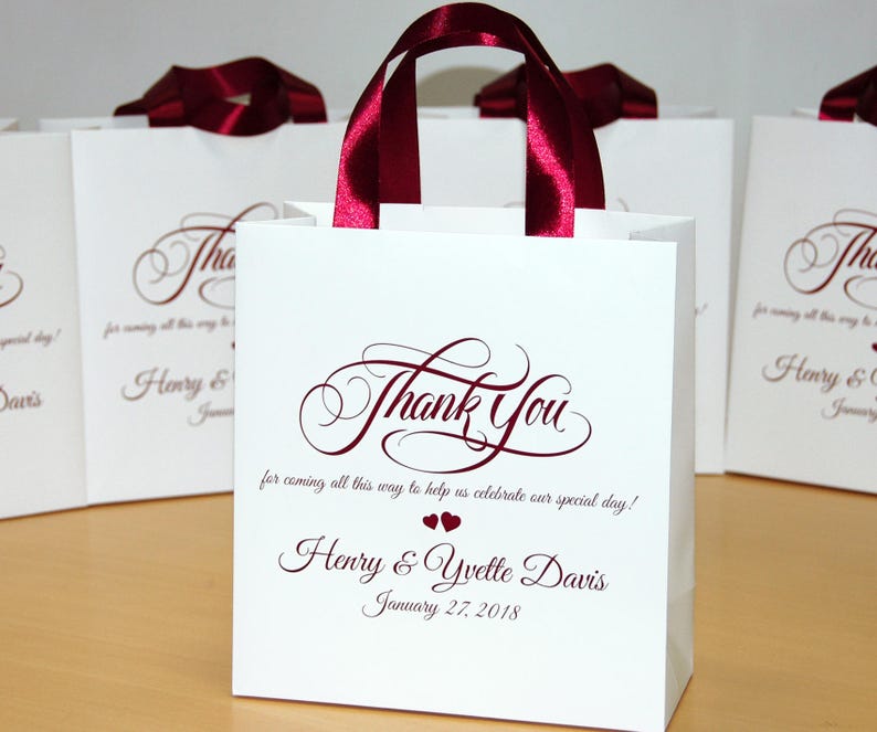 35 Wedding Thank you Bags with satin ribbon handles & names Etsy