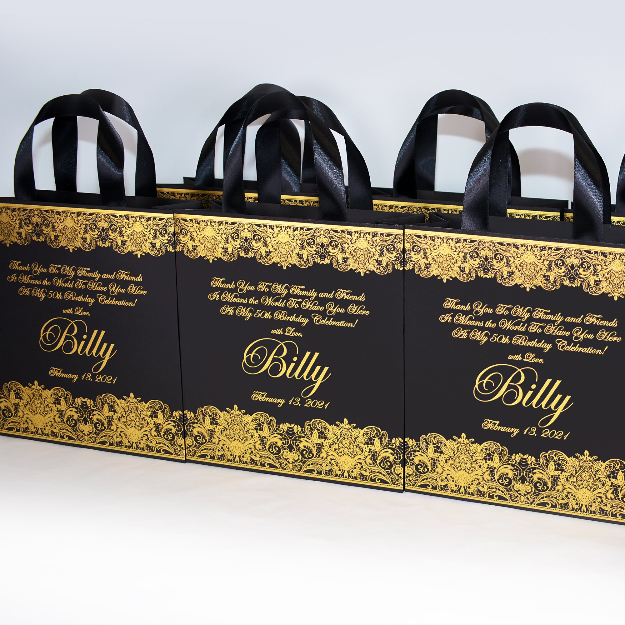 25 Elegant Black & Gold Birthday Party Favor Bags With Your Etsy