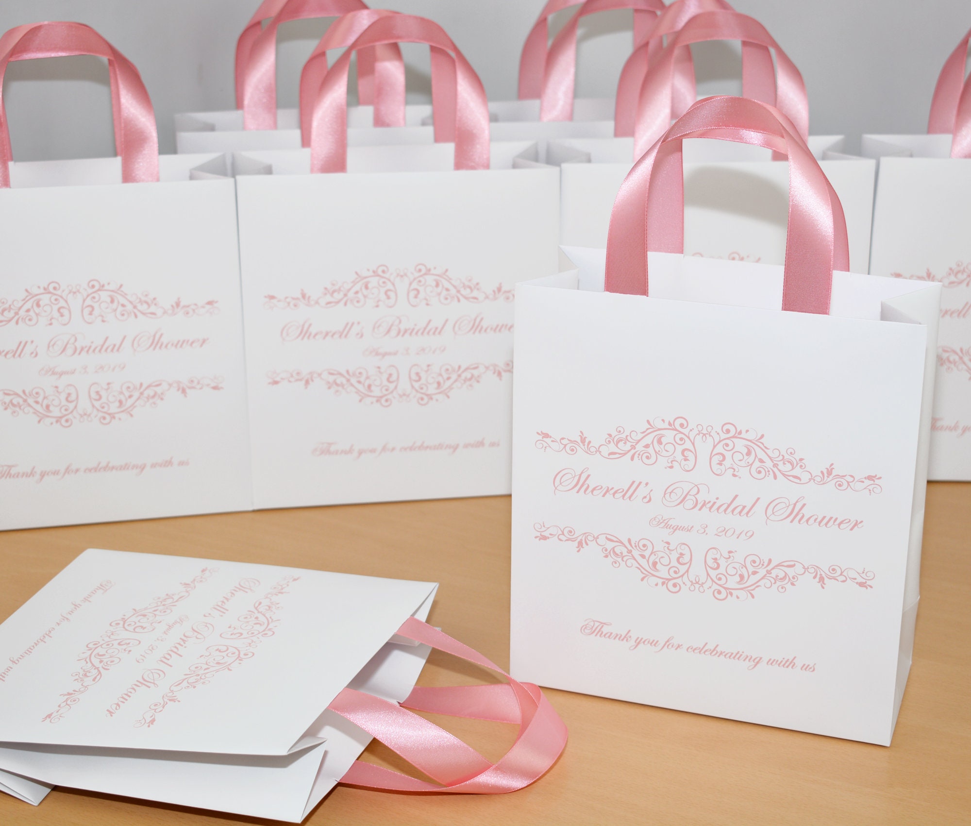 25 Blush Bridal Shower Gift Bags Personalized Wedding Party Bag With ...