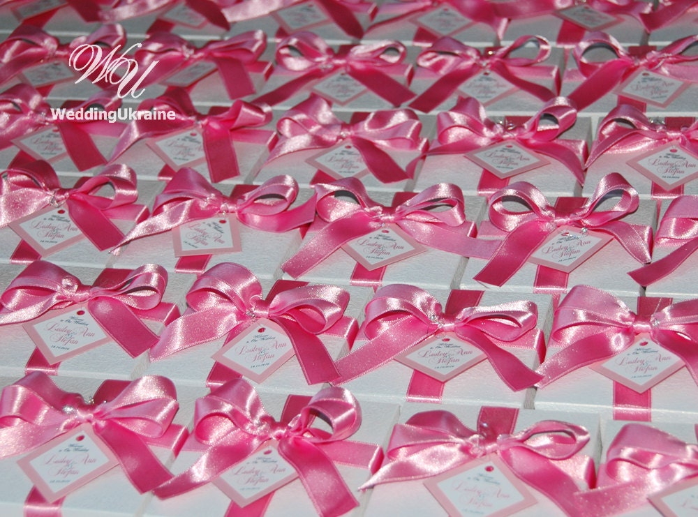 Elegant Wedding Box With Rose Pink Satin Ribbon Bow and | Etsy