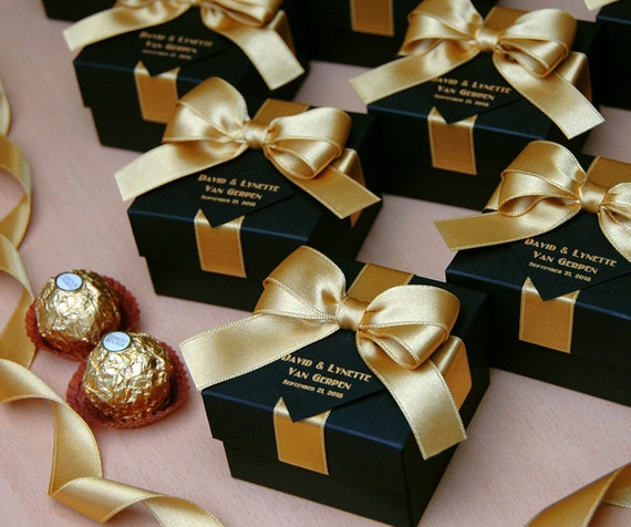 Bridesmaid Gift Boxes - Black & Gold