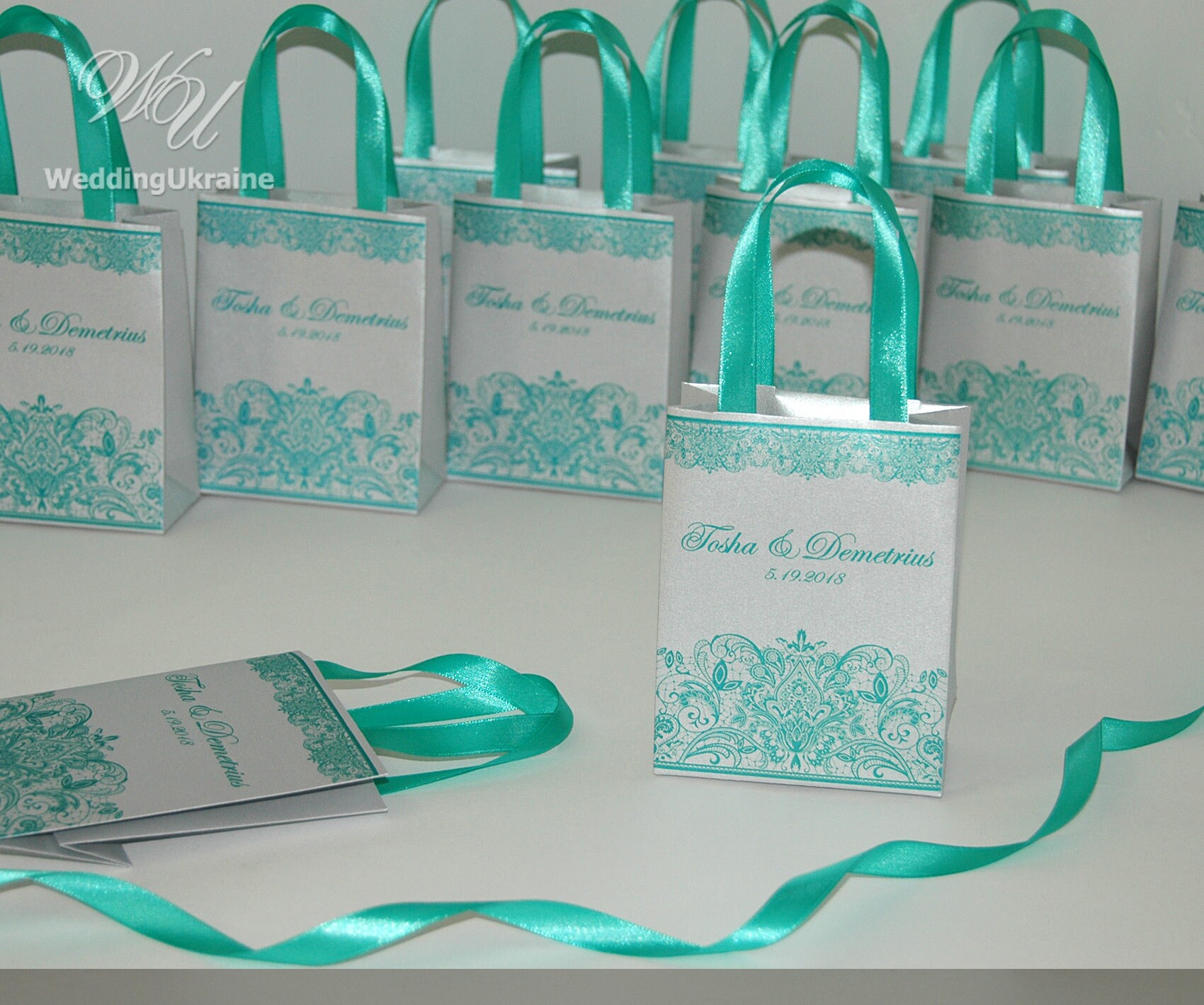 Silver & Mint Wedding Gift bags for small souvenirs Bag with Etsy