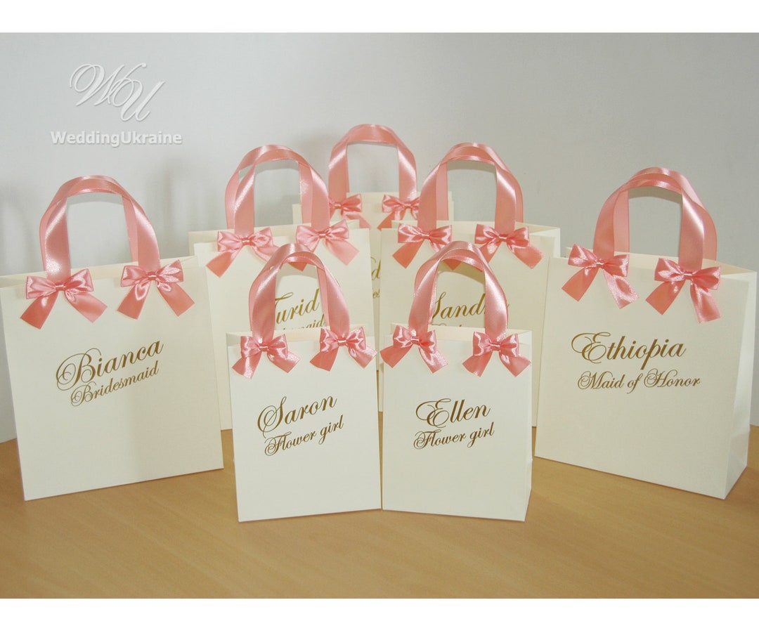 Ivory Gift Bags for Your Bridesmaids Maid of Honor Flower - Etsy