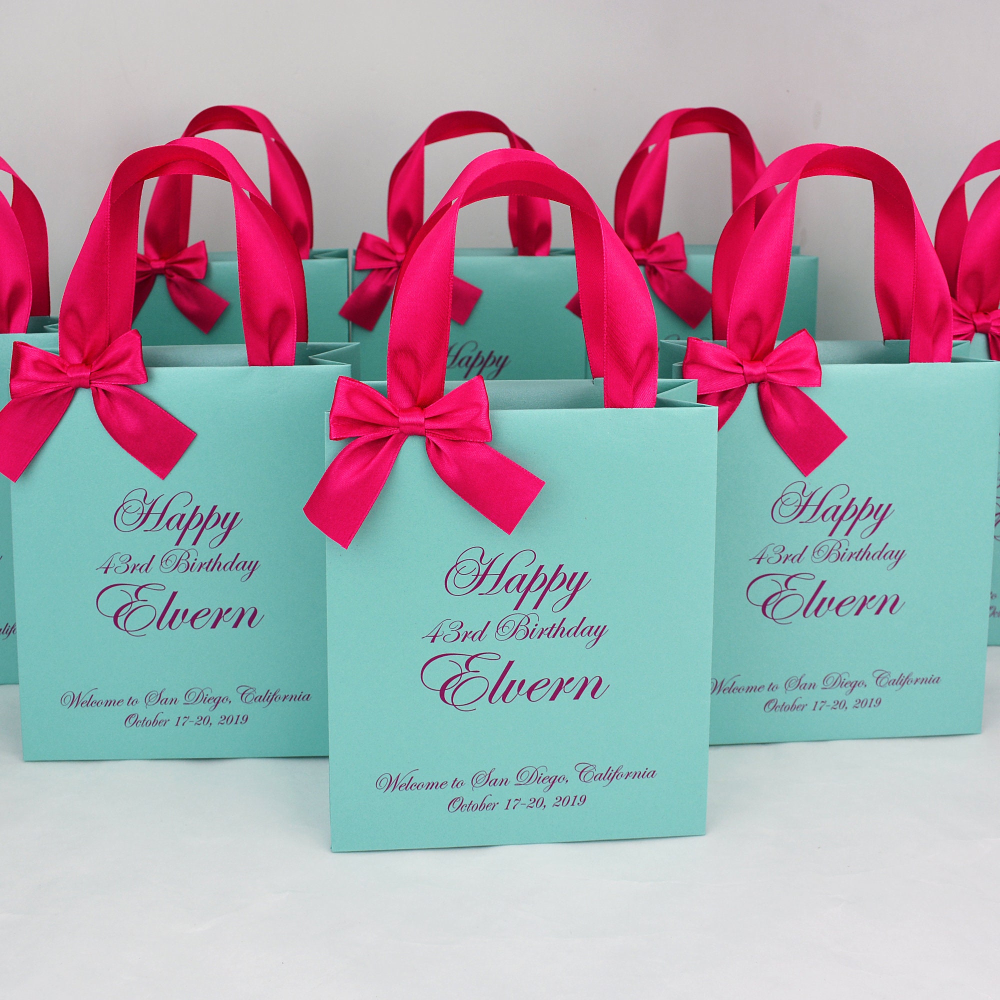  Hammont Wedding Bridesmaid Gift Bags - Checkered Design Party  Favors - 12 Pack Foil Stamped Gift Bag for Hotel Guests - Durable Ribbon  Handles - Beautiful Birthday Present Bags - 9”x