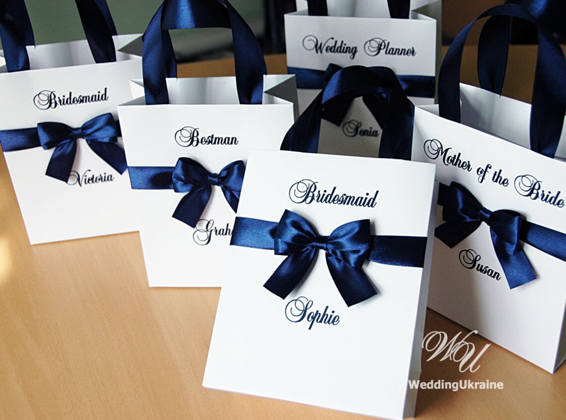 Elegant Navy Bride's Gift bags Bridal Party Gift Bag Etsy