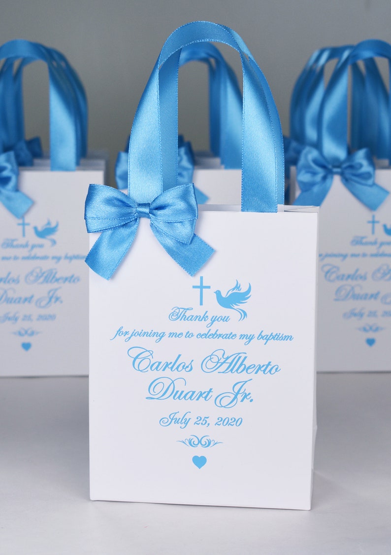 Baptism gift bags for guests Thank your bag Bag with Etsy