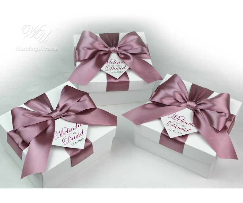 Dusty Rose Wedding Gift Box With Satin Ribbon Big Bow and - Etsy