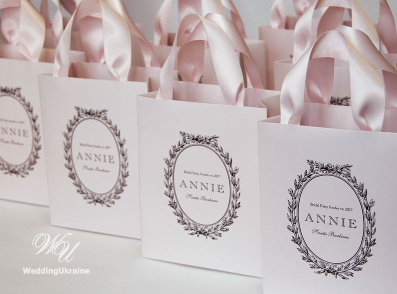 25 Elegant Bridal Party Gift Bags Personalized Bridesmaids Etsy