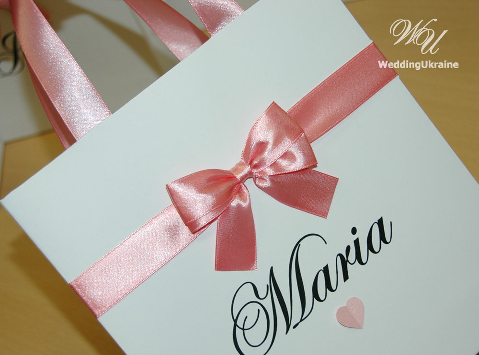 Blush Gift Bags With Custom Names Satin Bow and Heart Etsy