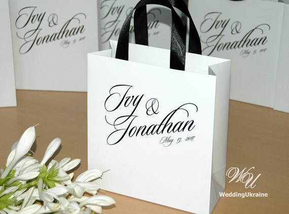 bolsas de papel de regalo para los invitados de la boda con - Etsy España