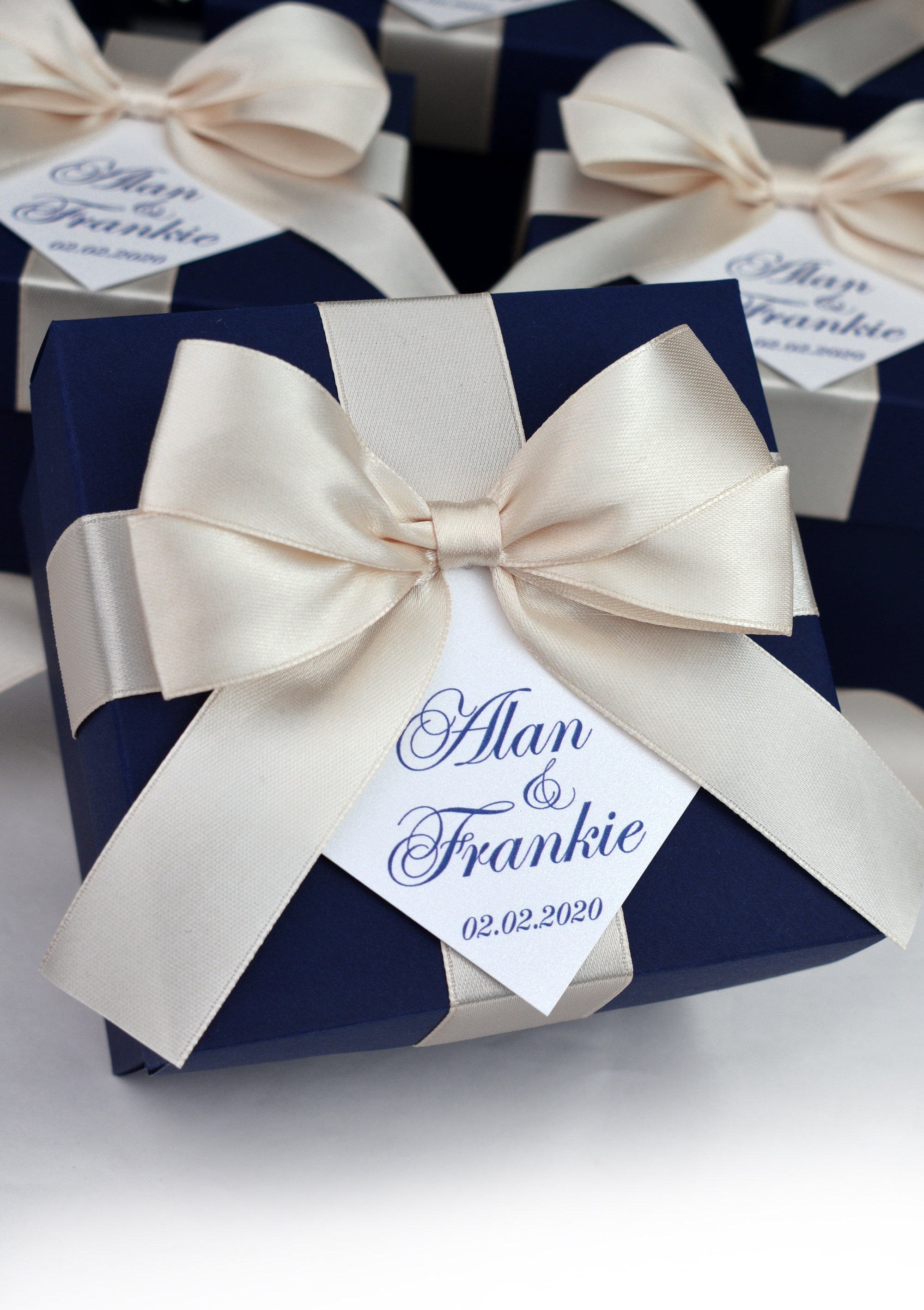 70 Emerald Green & Gold Wedding favor boxes with satin ribbon Etsy