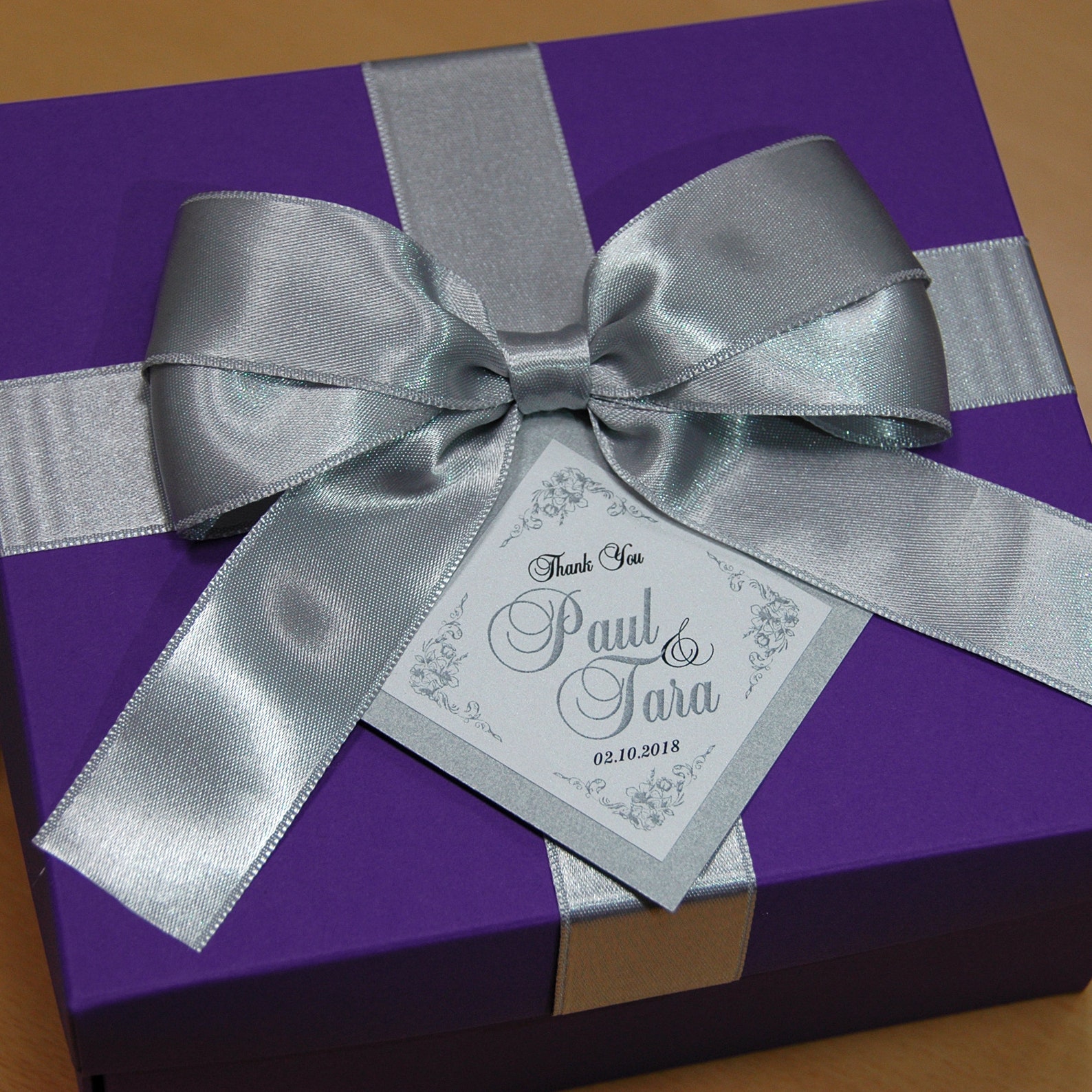 Purple and Gold Wedding Favor Boxes - Elegant Personalized Favor Gift ...