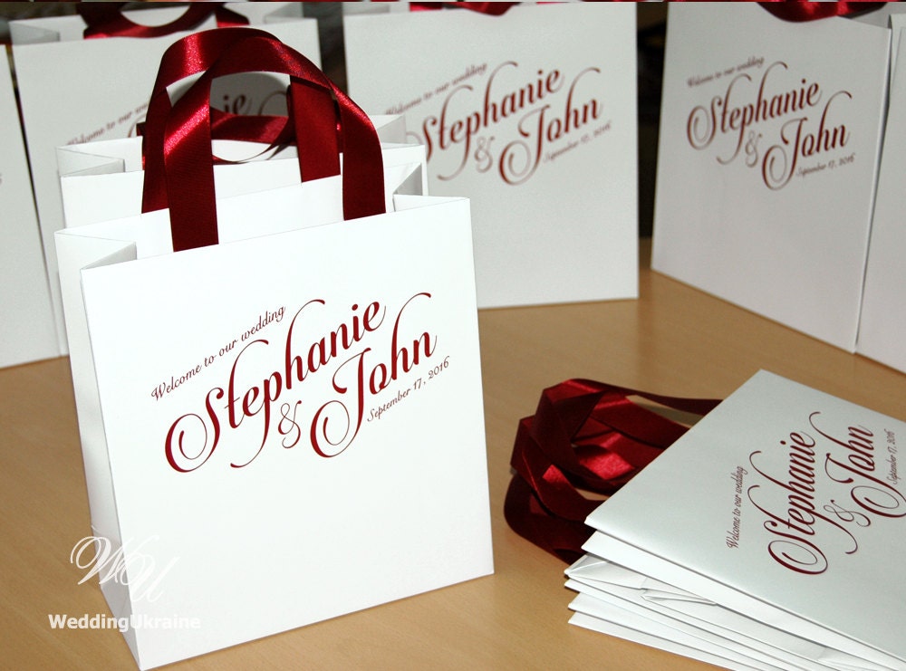 25 at Last, Our Wedding Welcome Bags for Wedding Guests With Satin Ribbon  and Your Names Elegant Personalized Weddings Gifts and Favors 
