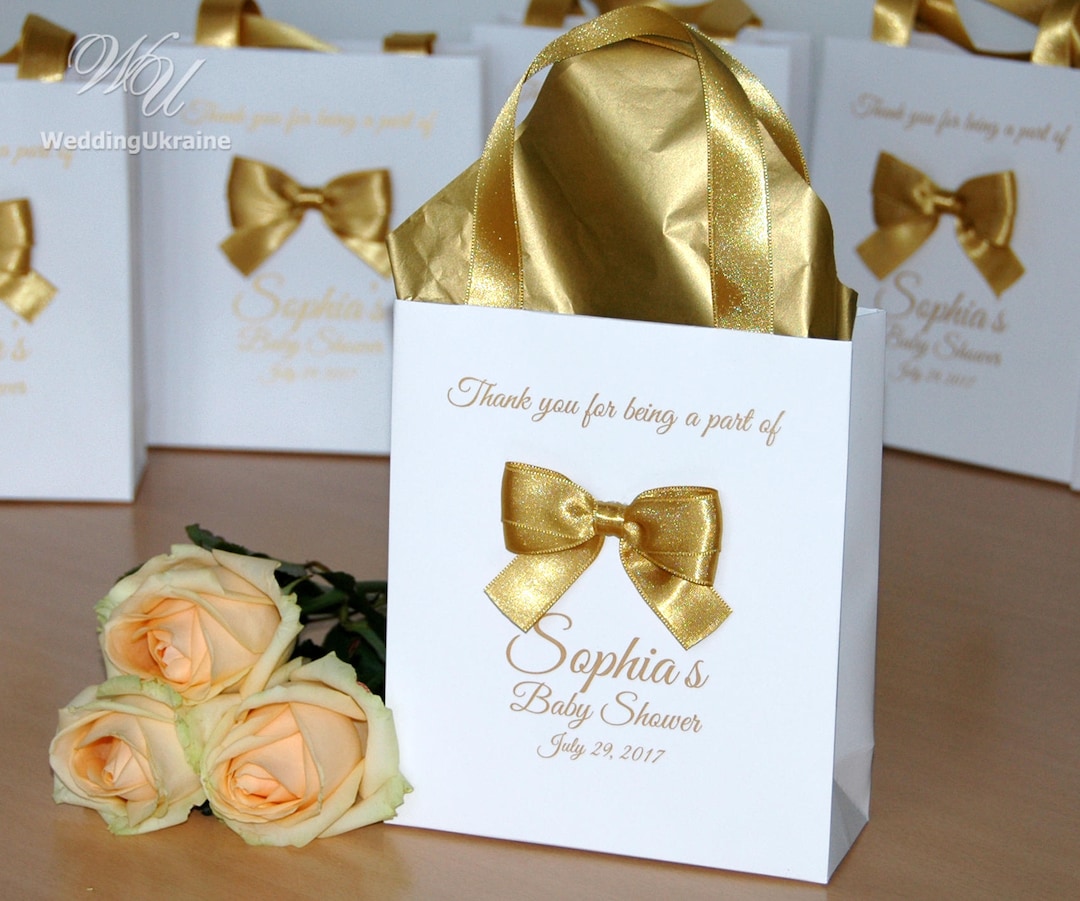 35 Baby Shower Party Favors Bags - Elegant Personalized Gift Paper Bag ...