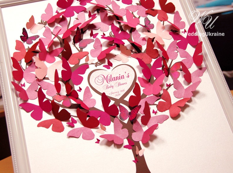 Baby shower Guest Book Tree with 3D butterflies Guest Book Etsy