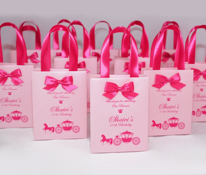 Elegant Pink Birthday gift bags for party favor for guests | Etsy