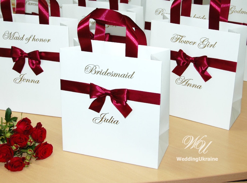 Personalized Gift Bags With Satin Ribbon Bow & Custom Name Etsy
