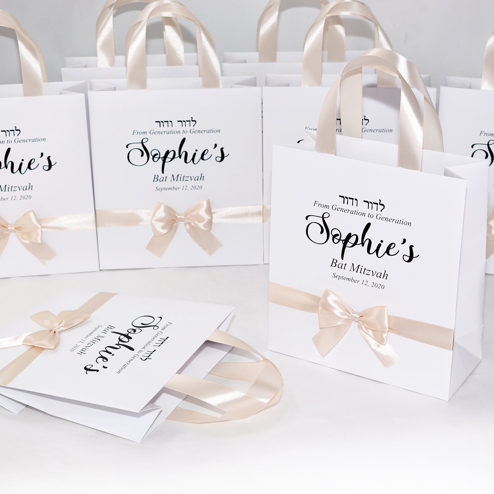 30 Bat Mitzvah Gift Bags With Satin Ribbon Handles Bow and Etsy