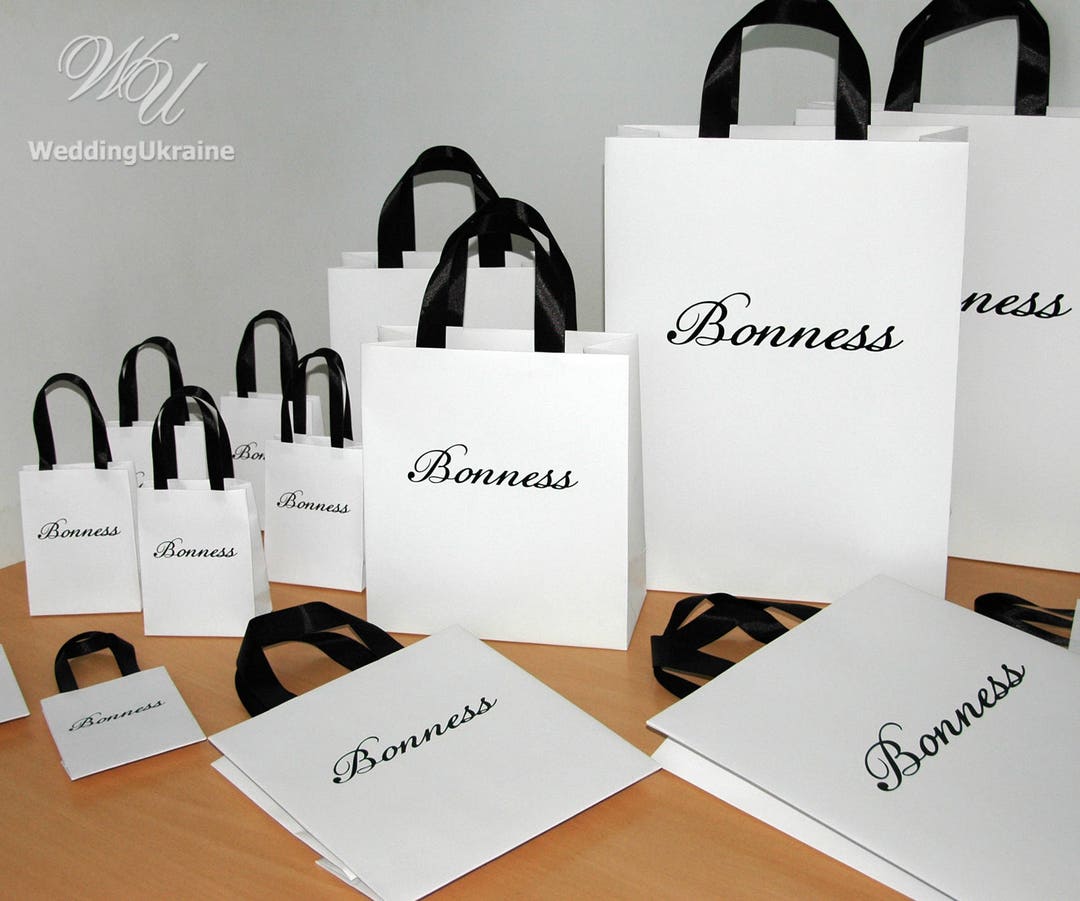 40 Black & Gold Custom Logo Gift Bags With Handles Promotional Bags  Merchandise Bags Paper Jewelery Bags Gift Bag With Logo for Business 