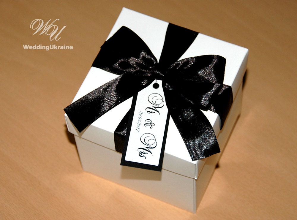 Mr and Mrs Gift Box With Satin Ribbon Bow and Custom Etsy