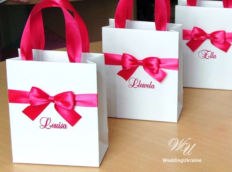 Hot Pink Bridesmaid's Gift Bags Bridal Party Gift Bag | Etsy