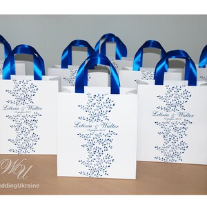 30 Elegant Royal Blue Wedding Welcome Bags With Satin Ribbon & - Etsy