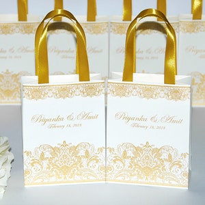 35 Silver Wedding Welcome Bags With Lavender Satin Ribbon & Custom ...