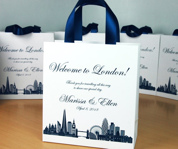 35 Destination Wedding Welcome To London Bags With Satin Etsy