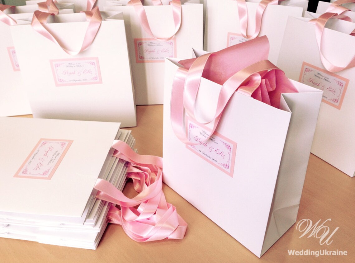 Personalized Paper Bags Elegant Custom Wedding Gift Etsy