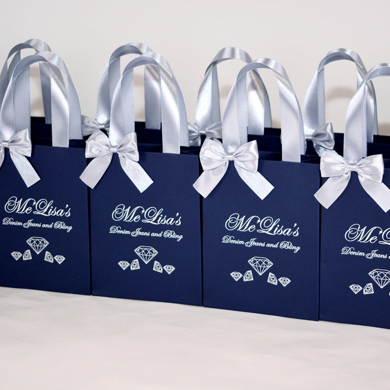 25 Denim Jeans & Bling Party Gift Bags With Satin Ribbon Etsy
