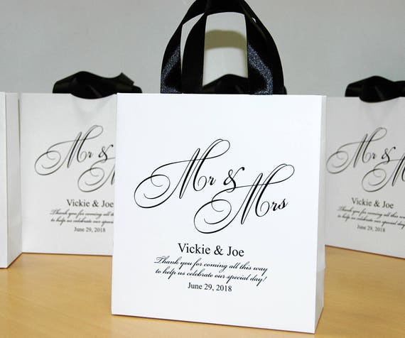 35 Mr & Mrs Wedding Welcome Bags With Satin Ribbon Handles and | Etsy