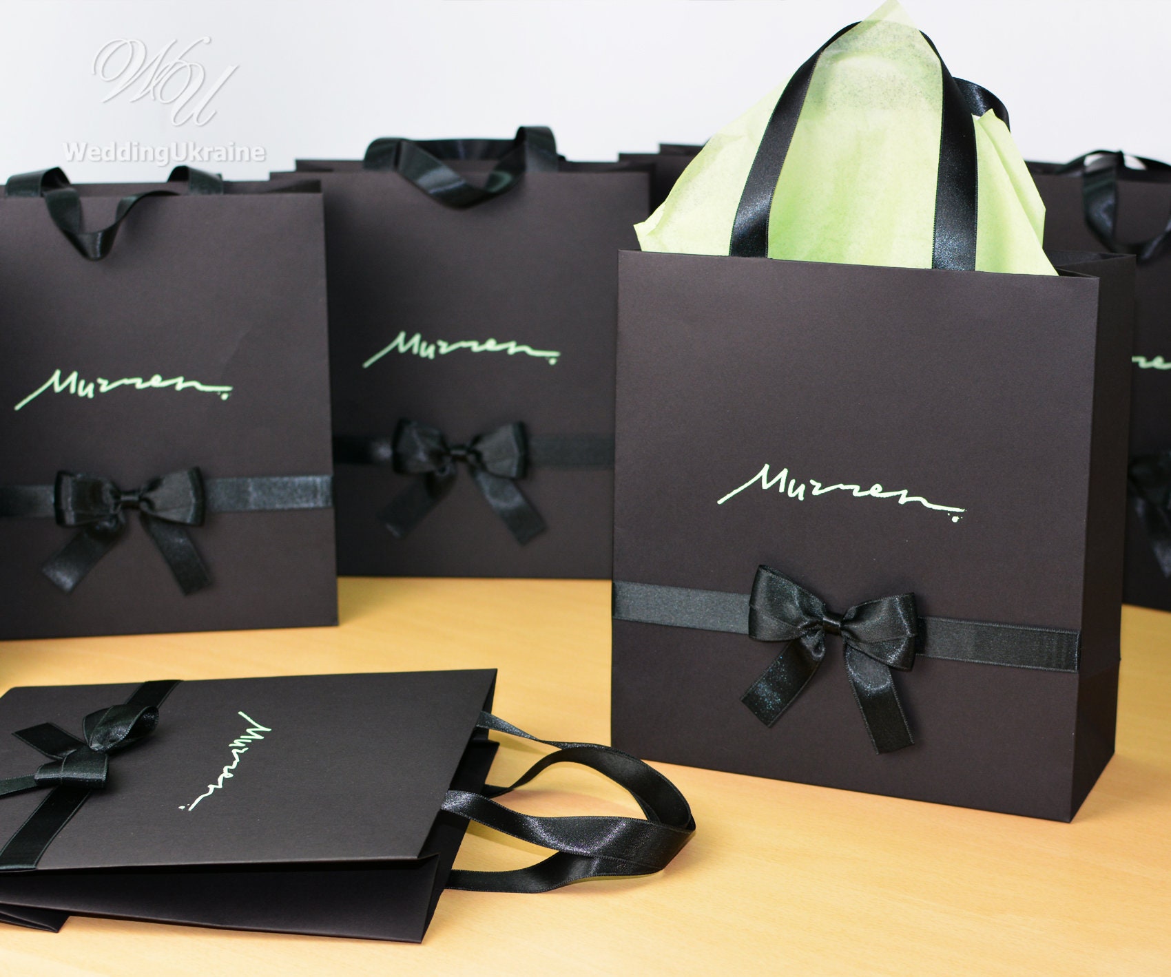 20 Logo Gift Bags With Satin Ribbon Handles and Bow Elegant - Etsy