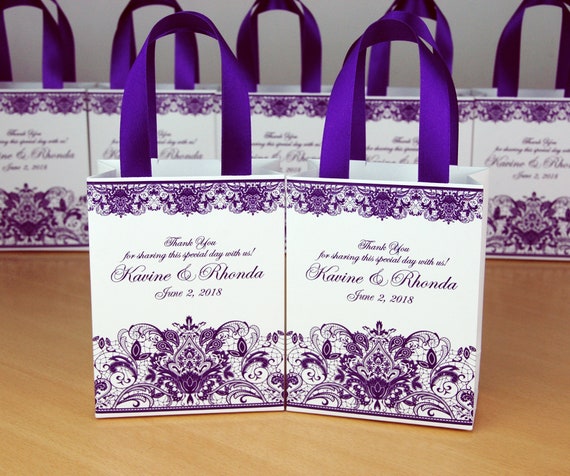 Purple & Black Custom Gift Bags Personalized Wedding Favor for