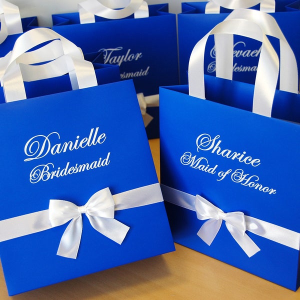 Bridal Shower Gift Bags With Satin Ribbon Handles and Your Name ...