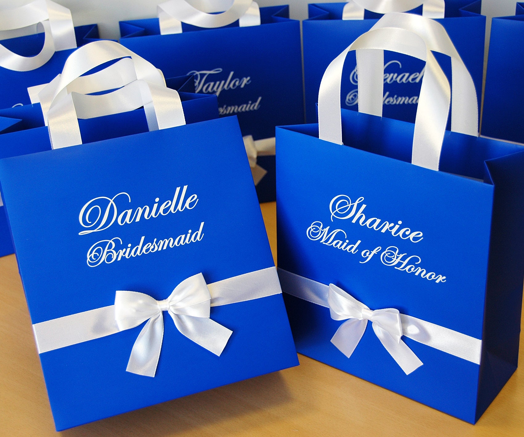 Bridesmaids Gift Bag With Satin Ribbon Bow & Custom Name Etsy