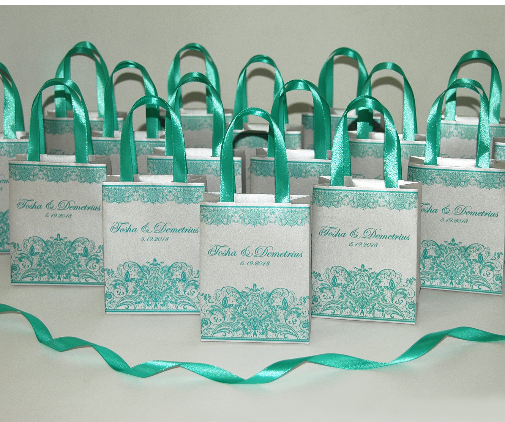 Silver & Mint Wedding Gift bags for small souvenirs Bag with Etsy
