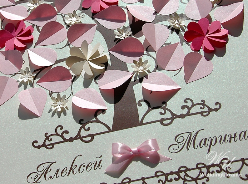 Custom Blooming Wedding tree Wedding Guest Book Ideas with names Ivory Pink Wedding Guestbook Alternative Wedding flowering tree
