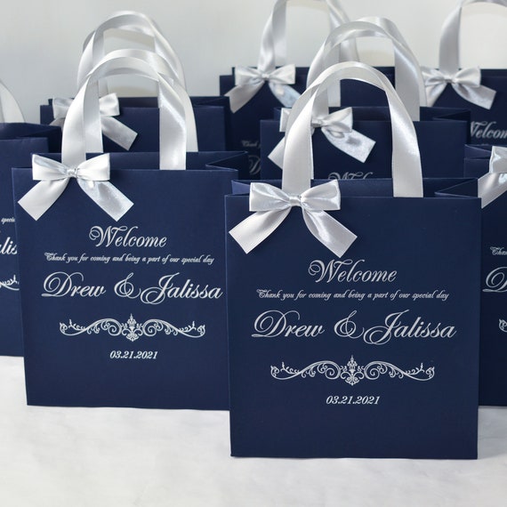 40 Wedding Welcome Bags With Satin Ribbon Handles and Your 